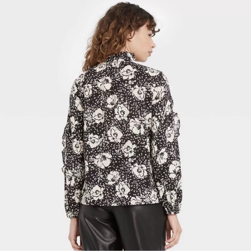 Women's Printed Balloon Long Sleeve Blouse - Who What Wear Medium - Picture 2 of 7